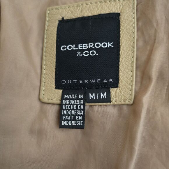 Colebrook & Co Leather Jacket Women Medium Button Up Tan Neutral Beige - Picture 6 of 12